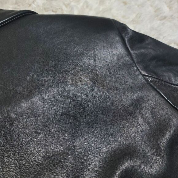 Hathaway Vintage Black Leather Buttery Soft Button-Up Fitted Jacket Coat - Picture 8 of 9
